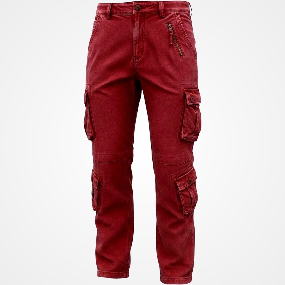Urban Fashion Streetwear Ochenta Cargo Pants Wine Red Trendy Y2K Womens Size 12